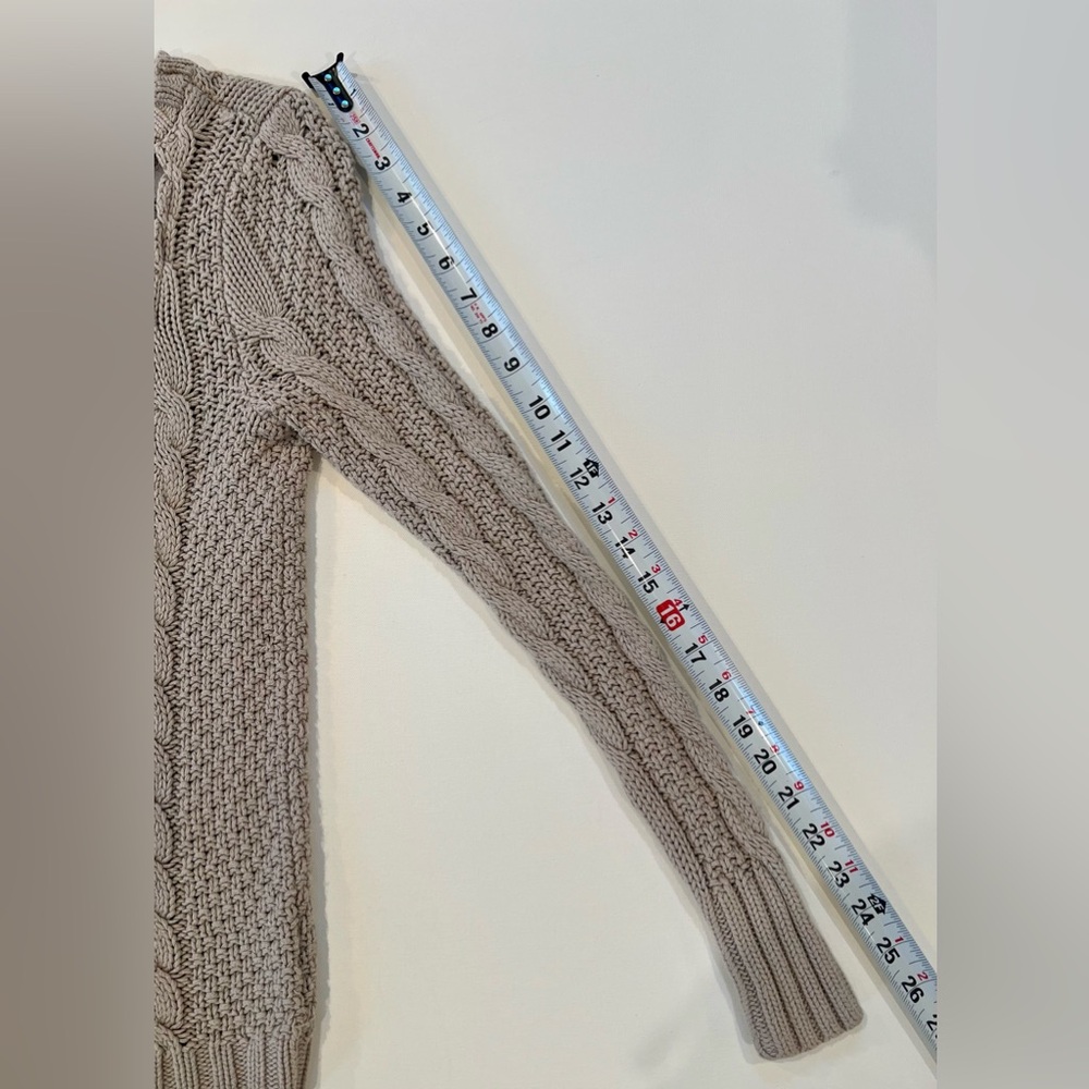LC Lauren Conrad Lace Cotton Women's Taupe Cable Knit Sweater - Picture 8 of 14